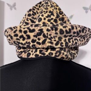 Merona Leopard Print Faux Fur Bucket Hat in Black and Tan